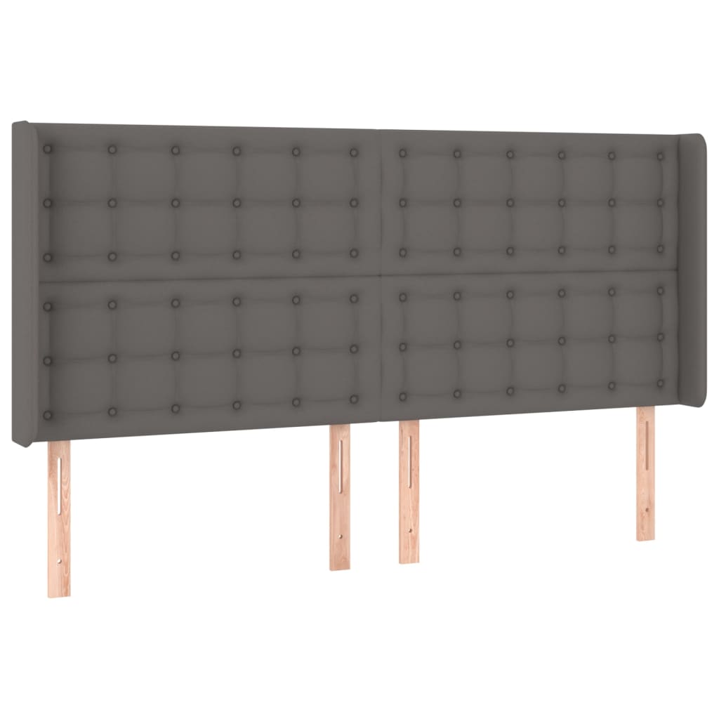 sengegavl med kanter 163x16x118/128 cm kunstlæder grå