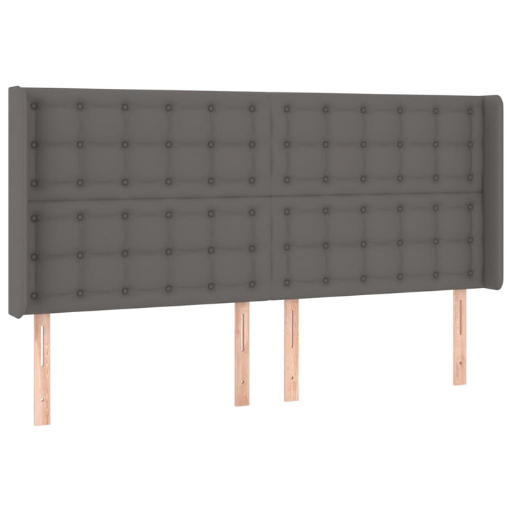 sengegavl med kanter 163x16x118/128 cm kunstlæder grå