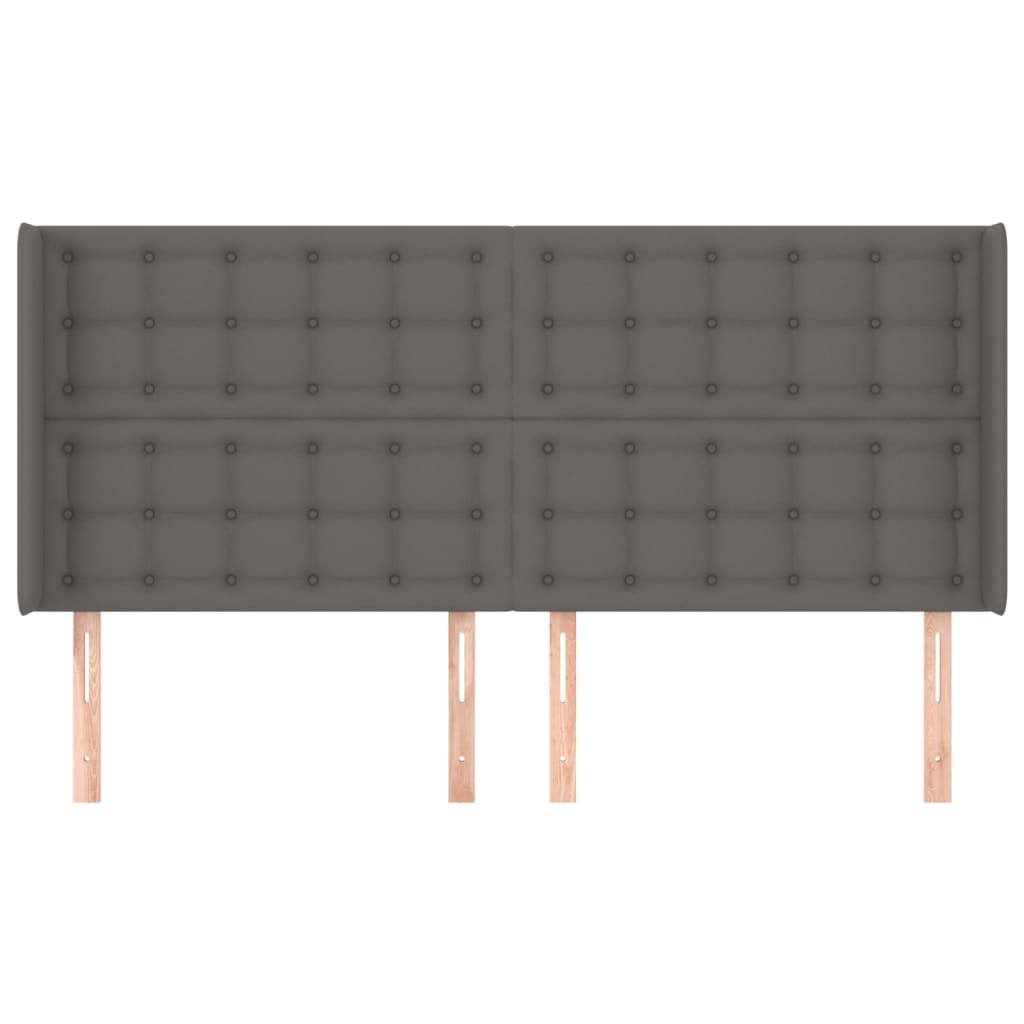 sengegavl med kanter 163x16x118/128 cm kunstlæder grå