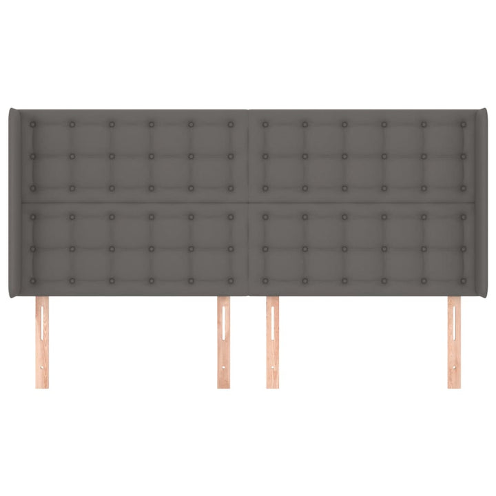 sengegavl med kanter 163x16x118/128 cm kunstlæder grå