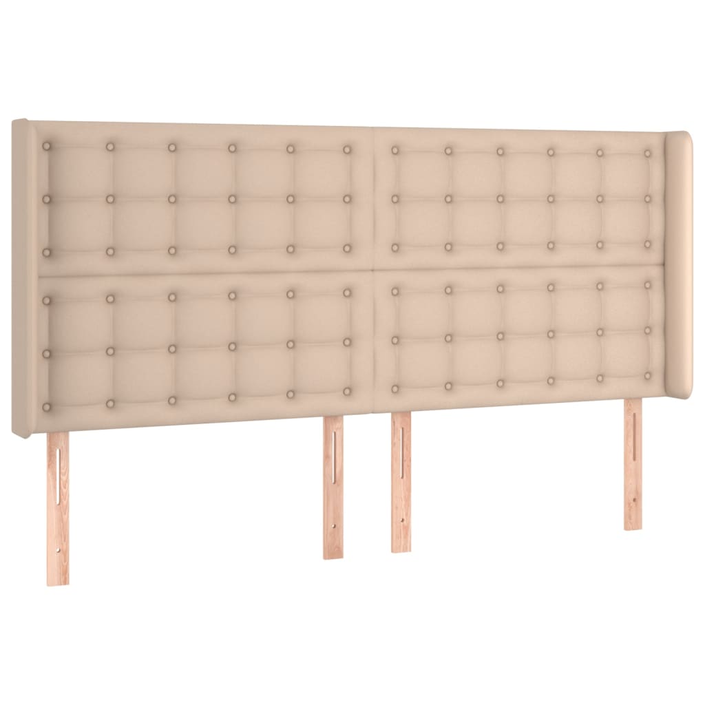 sengegavl med kanter 163x16x118/128 cm kunstlæder cappuccino