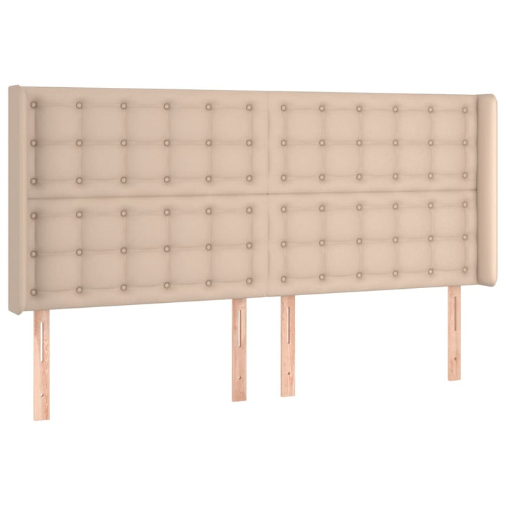sengegavl med kanter 163x16x118/128 cm kunstlæder cappuccino