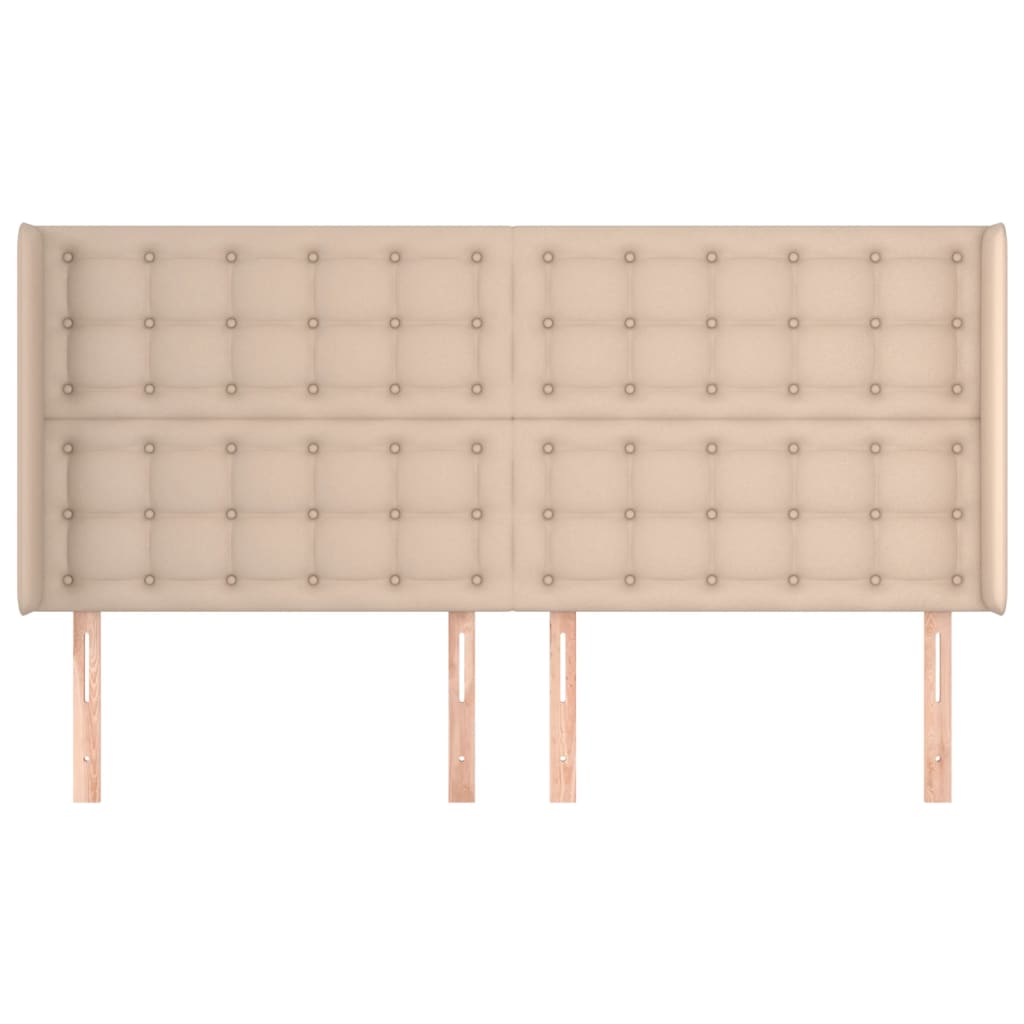 sengegavl med kanter 163x16x118/128 cm kunstlæder cappuccino