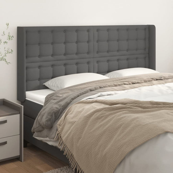 sengegavl med kanter 183x16x118/128 cm kunstlæder grå