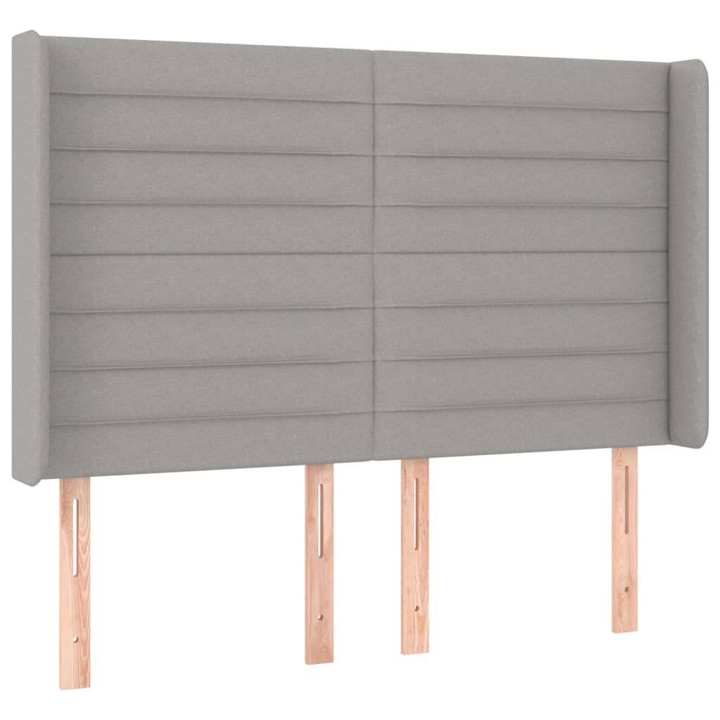 sengegavl med kanter 147x16x118/128 cm stof lysegrå