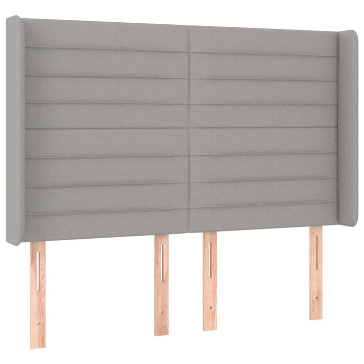 sengegavl med kanter 147x16x118/128 cm stof lysegrå