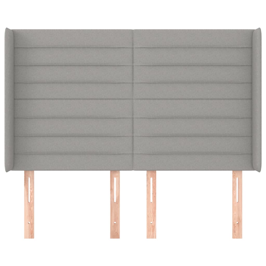 sengegavl med kanter 147x16x118/128 cm stof lysegrå