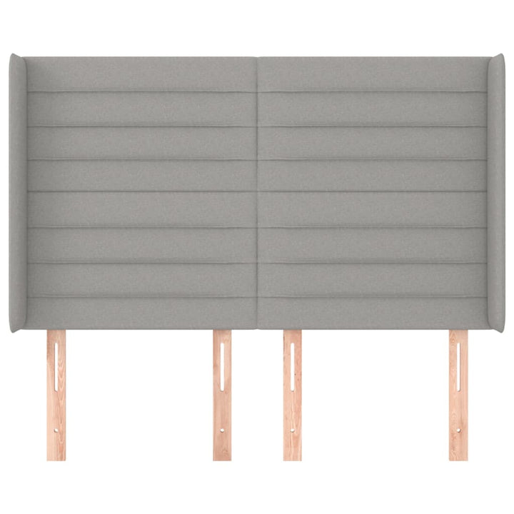 sengegavl med kanter 147x16x118/128 cm stof lysegrå