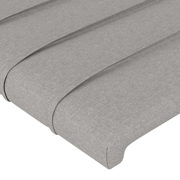 sengegavl med kanter 147x16x118/128 cm stof lysegrå