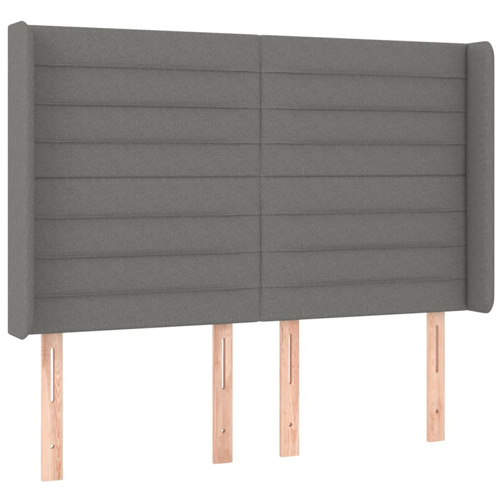 sengegavl med kanter 147x16x118/128 cm stof mørkegrå