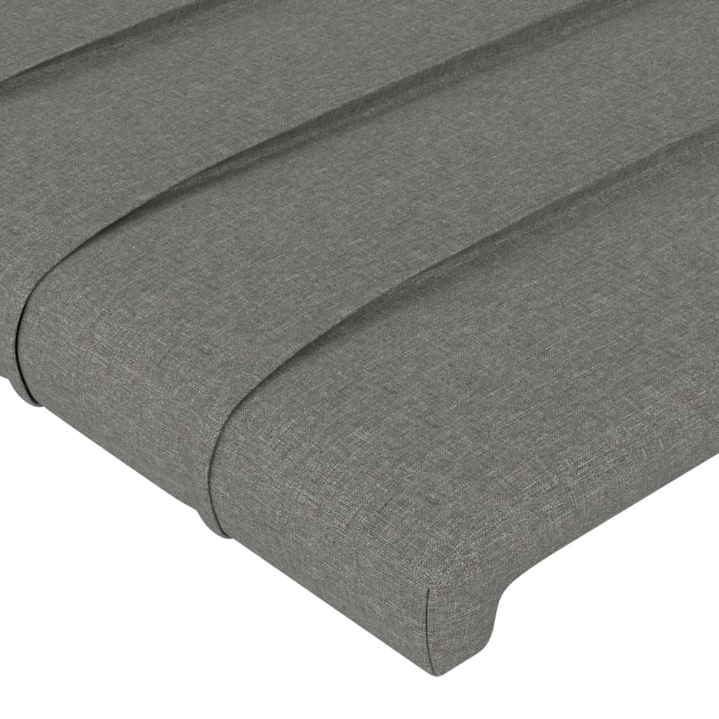 sengegavl med kanter 147x16x118/128 cm stof mørkegrå