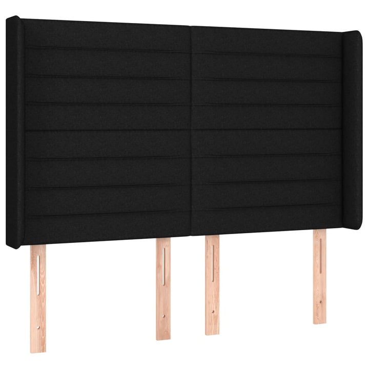 sengegavl med kanter 147x16x118/128 cm stof sort