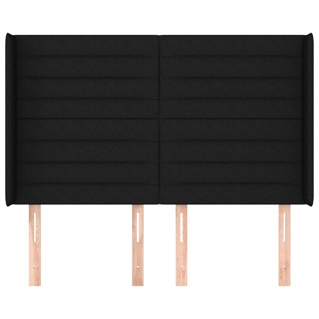 sengegavl med kanter 147x16x118/128 cm stof sort