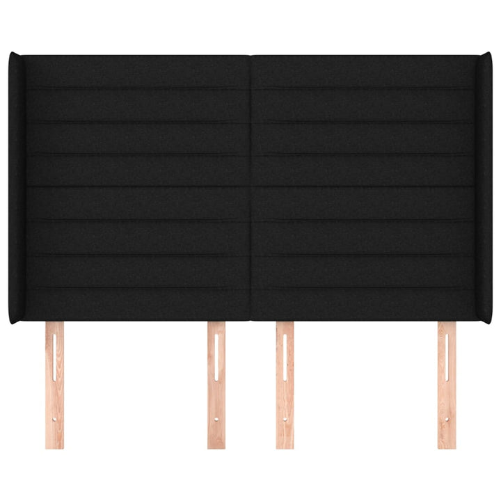 sengegavl med kanter 147x16x118/128 cm stof sort