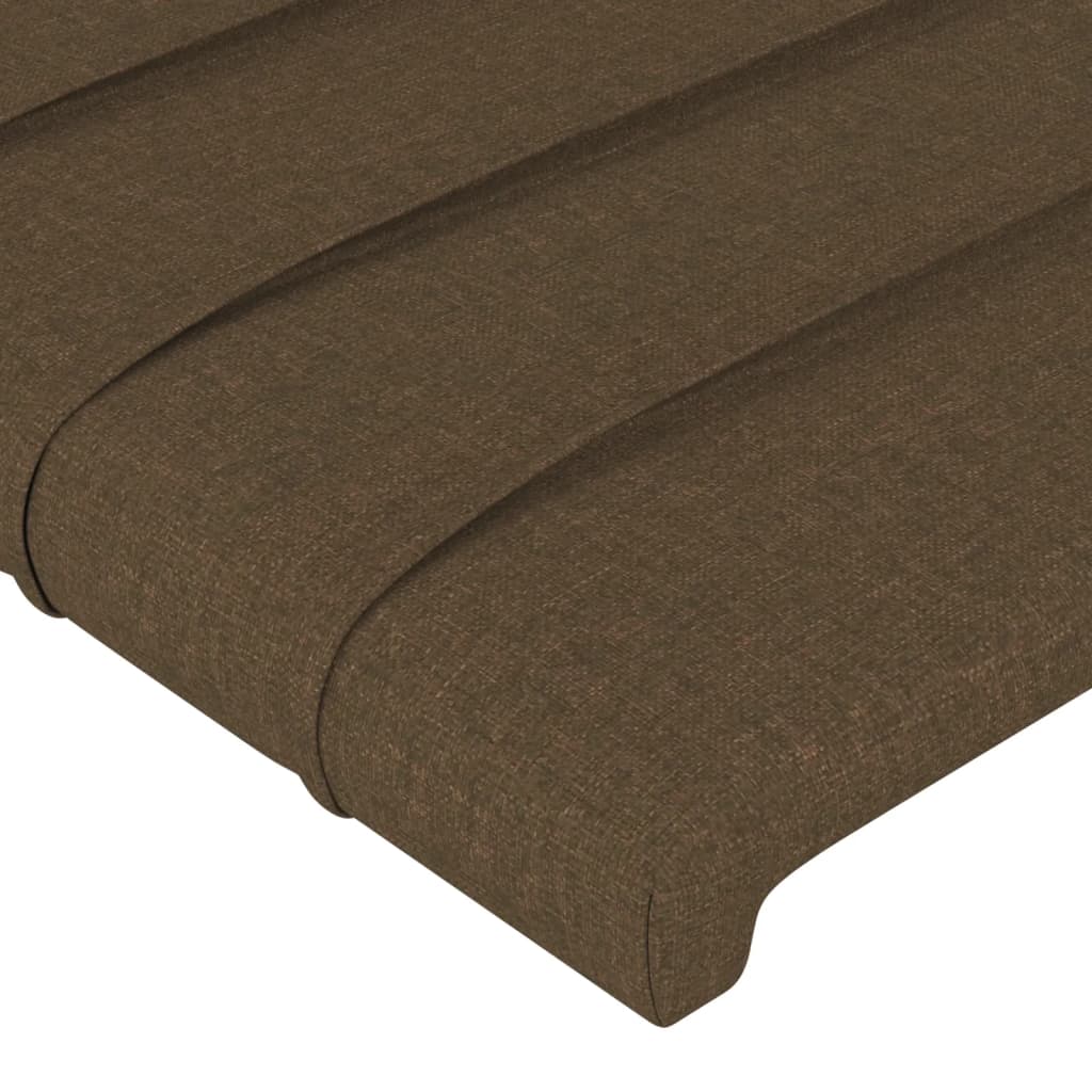 sengegavl med kanter 147x16x118/128 cm stof mørkebrun