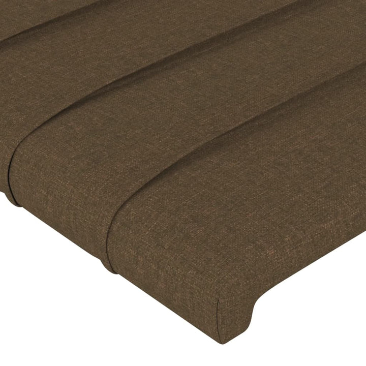 sengegavl med kanter 147x16x118/128 cm stof mørkebrun