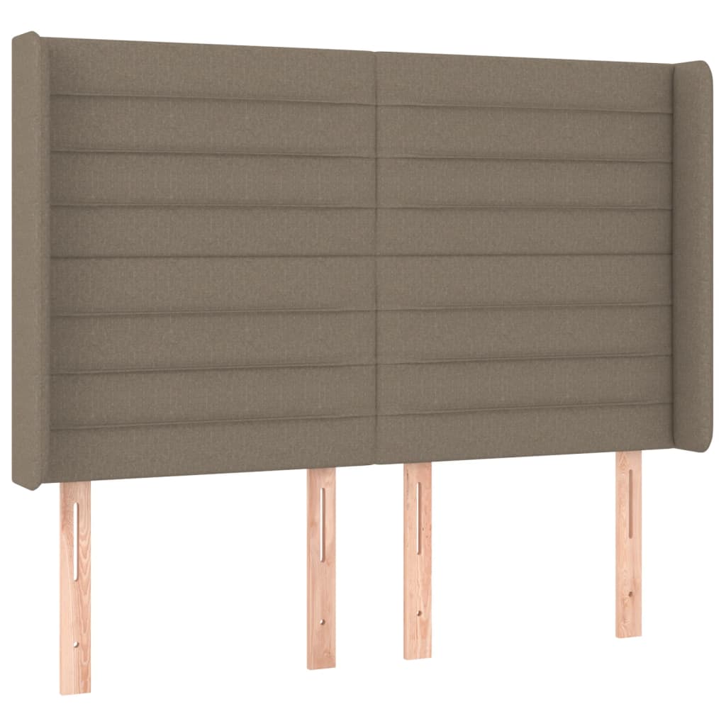 sengegavl med kanter 147x16x118/128 cm stof gråbrun