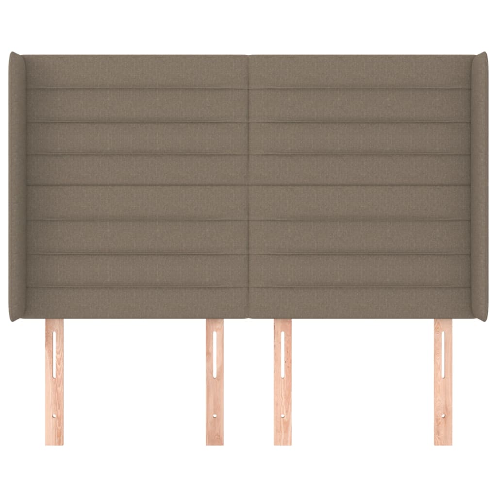 sengegavl med kanter 147x16x118/128 cm stof gråbrun