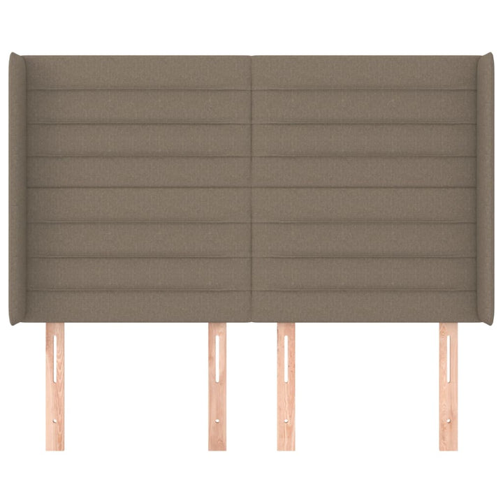 sengegavl med kanter 147x16x118/128 cm stof gråbrun