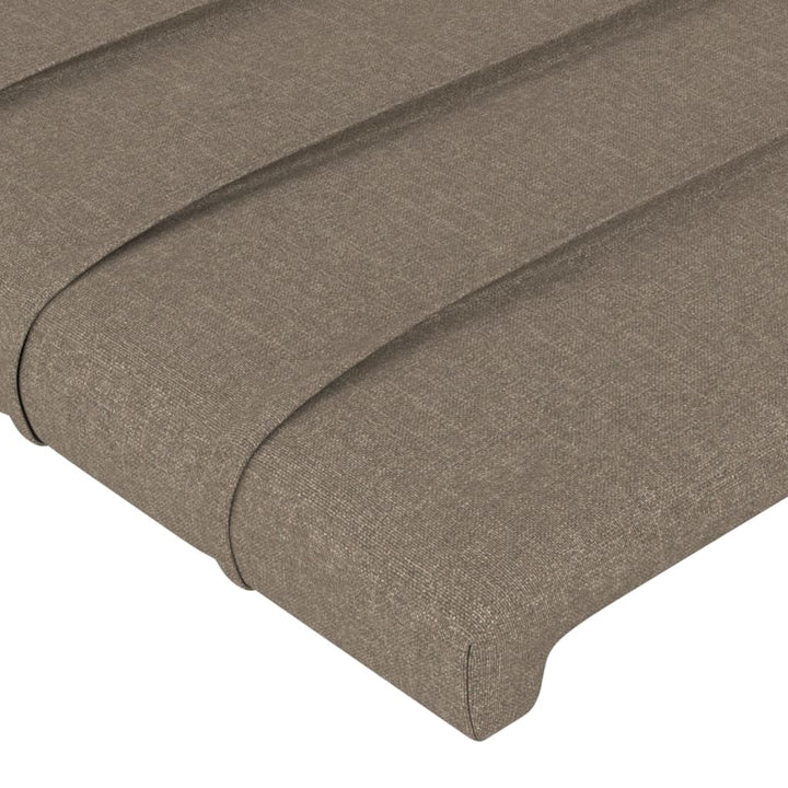 sengegavl med kanter 147x16x118/128 cm stof gråbrun