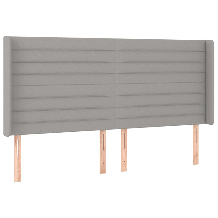 sengegavl med kanter 163x16x118/128 cm stof lysegrå