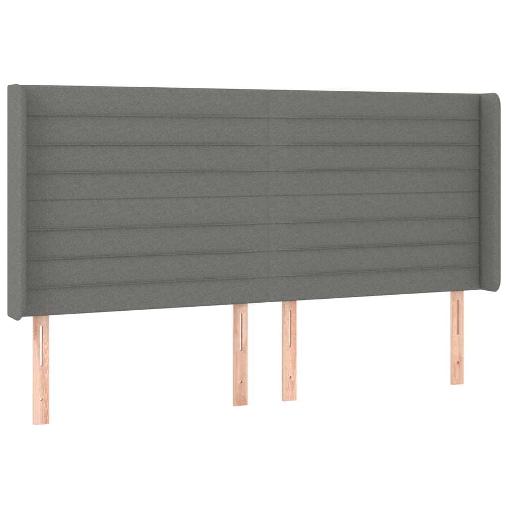 sengegavl med kanter 163x16x118/128 cm stof mørkegrå