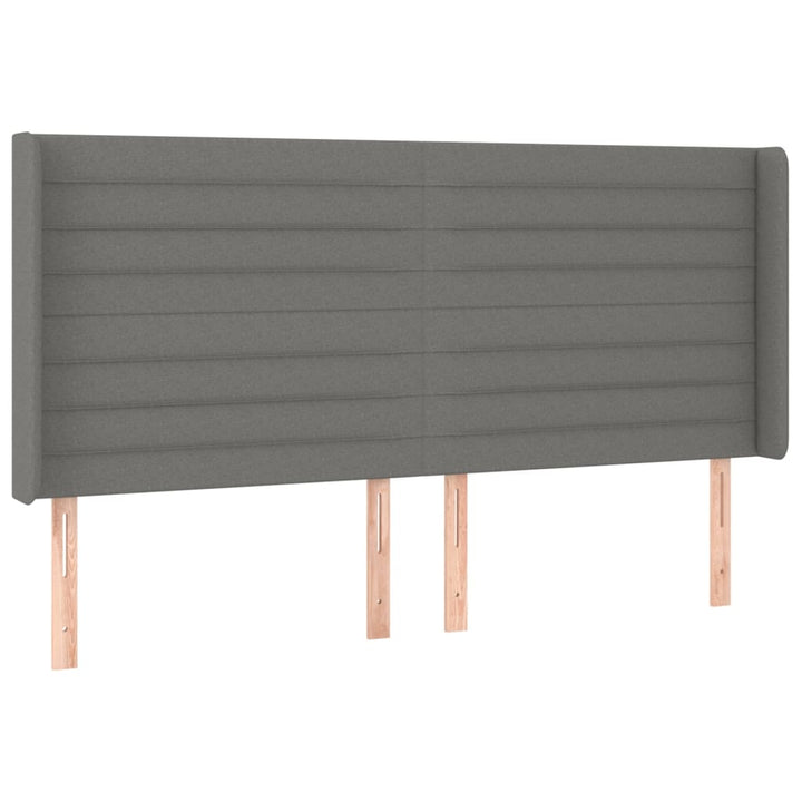 sengegavl med kanter 163x16x118/128 cm stof mørkegrå