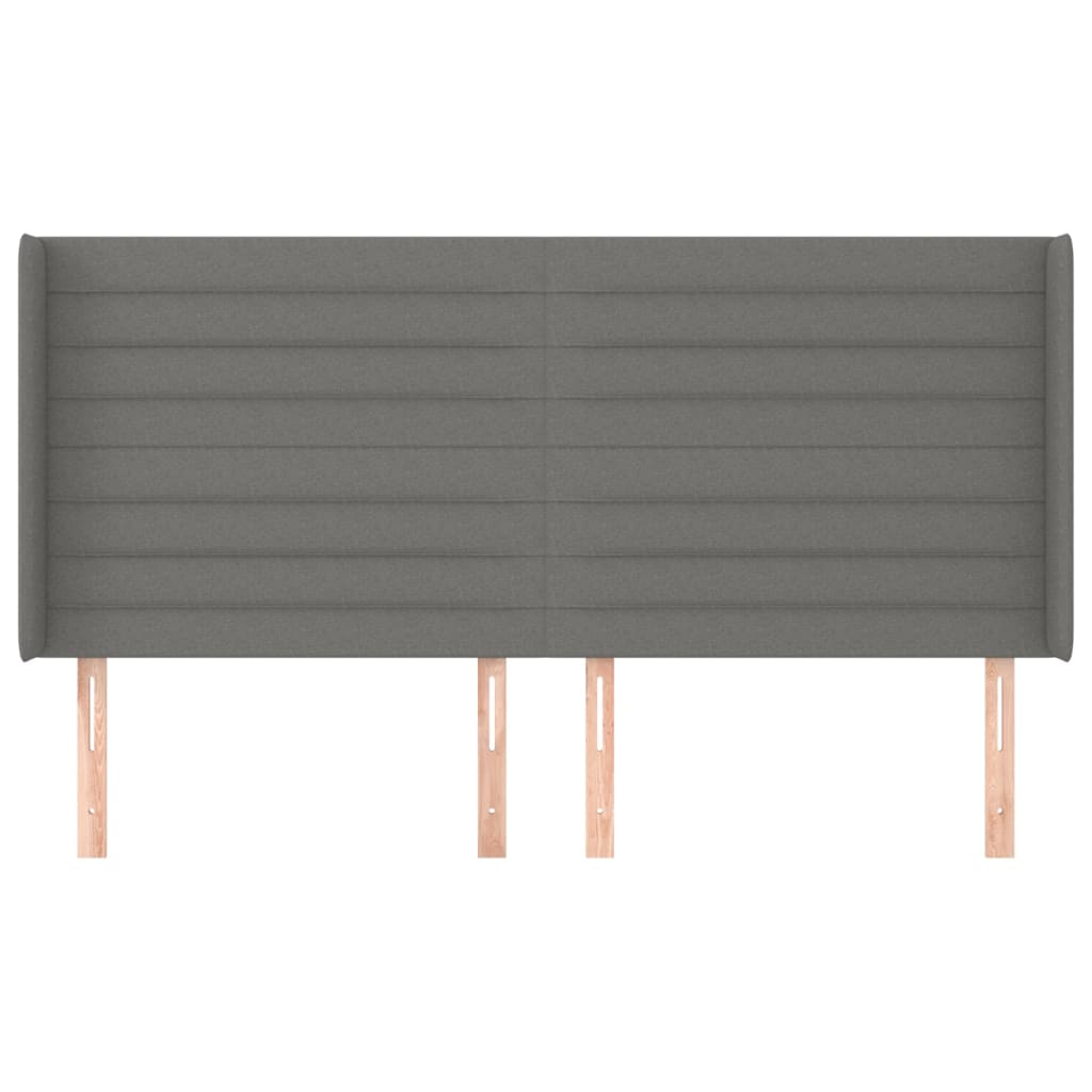 sengegavl med kanter 163x16x118/128 cm stof mørkegrå