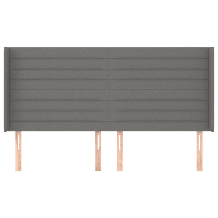 sengegavl med kanter 163x16x118/128 cm stof mørkegrå