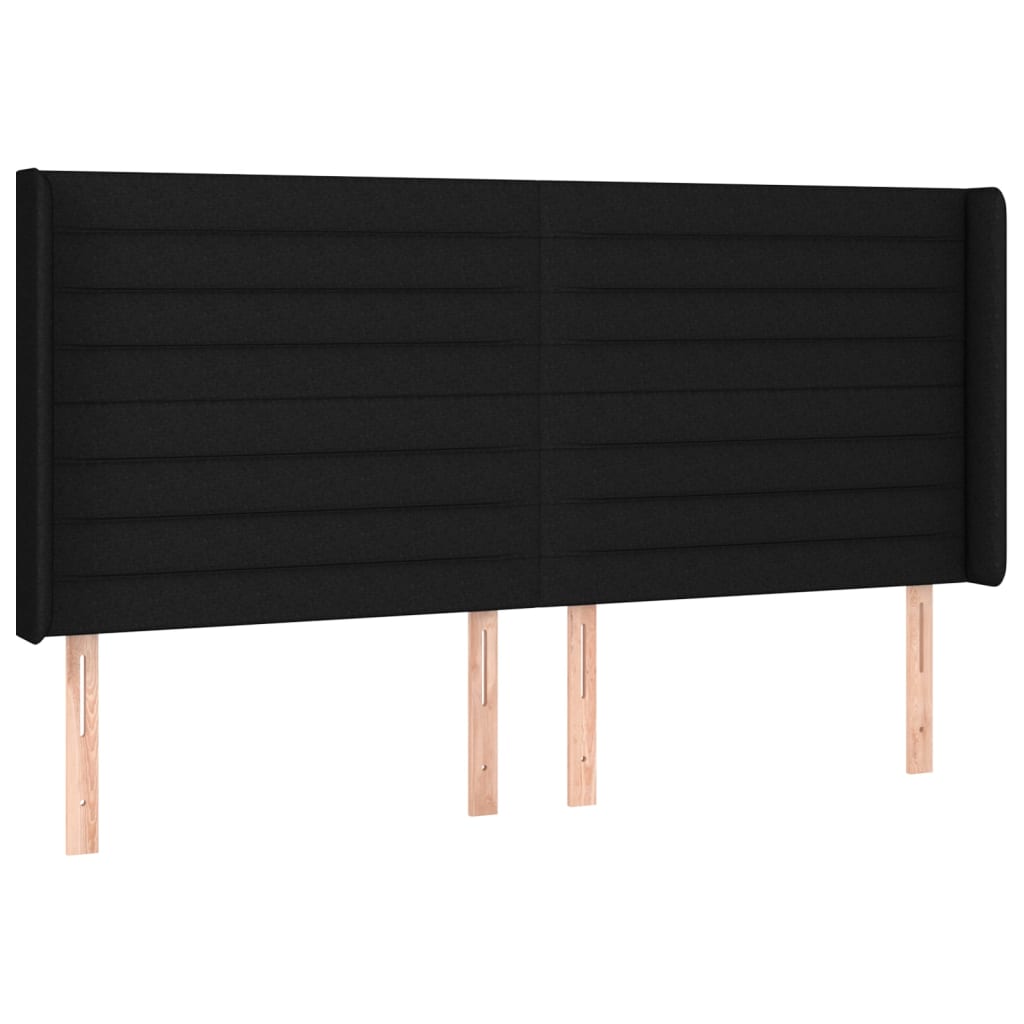 sengegavl med kanter 163x16x118/128 cm stof sort