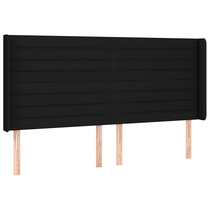 sengegavl med kanter 163x16x118/128 cm stof sort