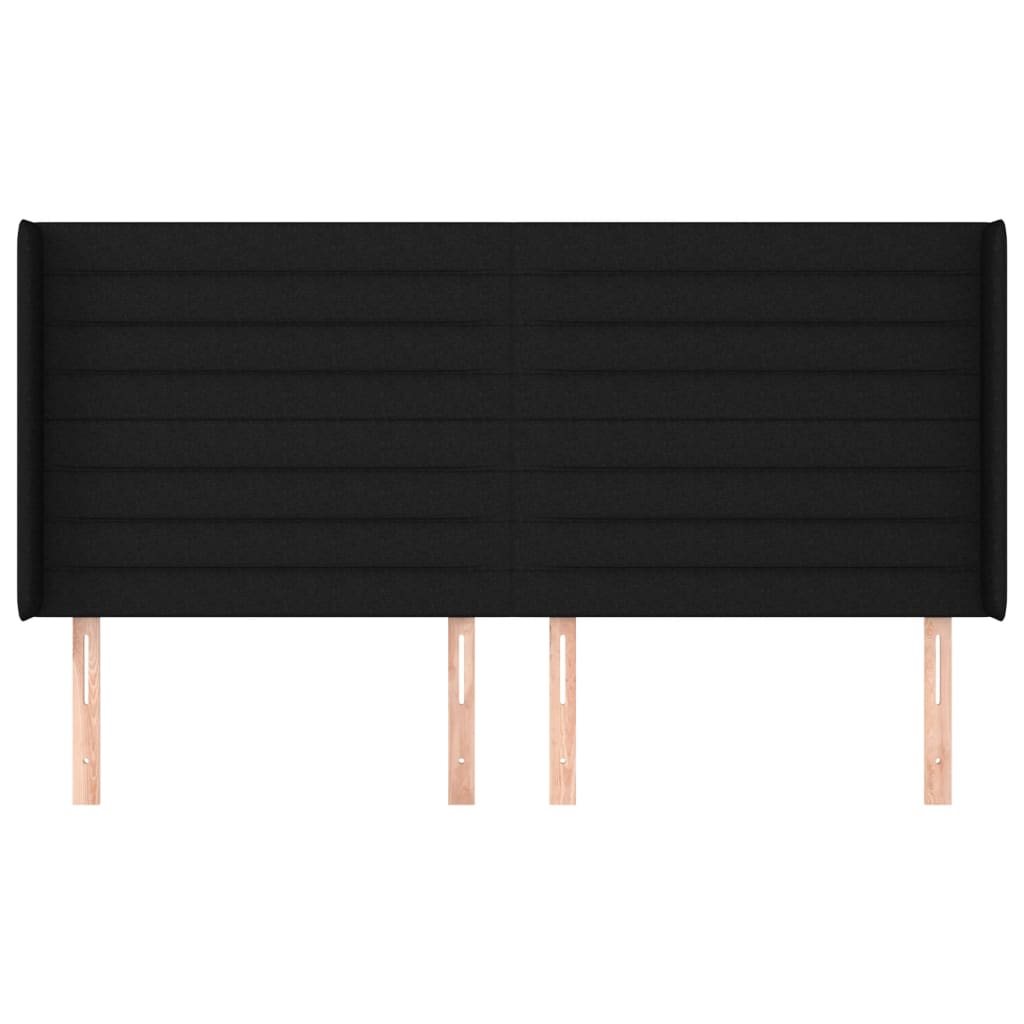sengegavl med kanter 163x16x118/128 cm stof sort