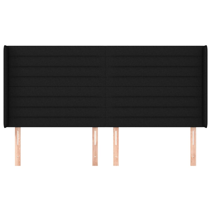 sengegavl med kanter 163x16x118/128 cm stof sort
