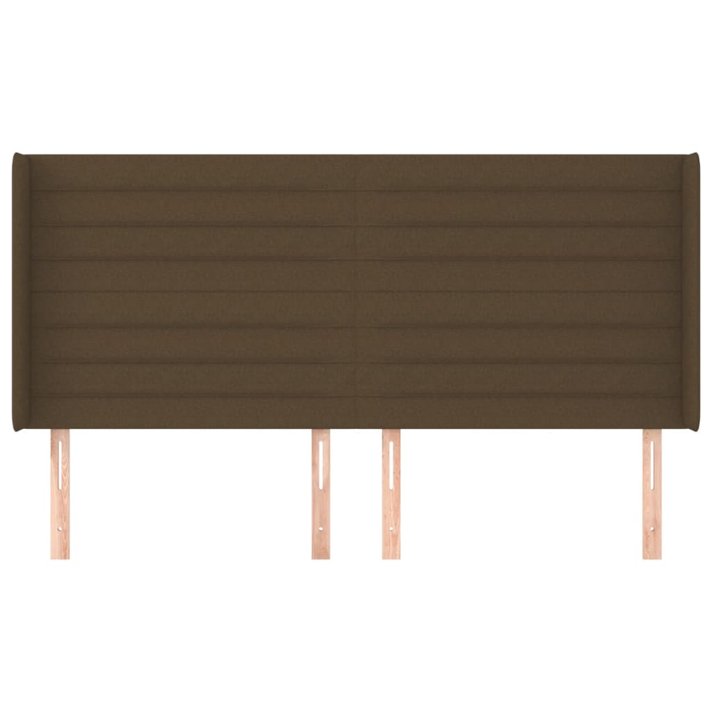 sengegavl med kanter 163x16x118/128 cm stof mørkebrun