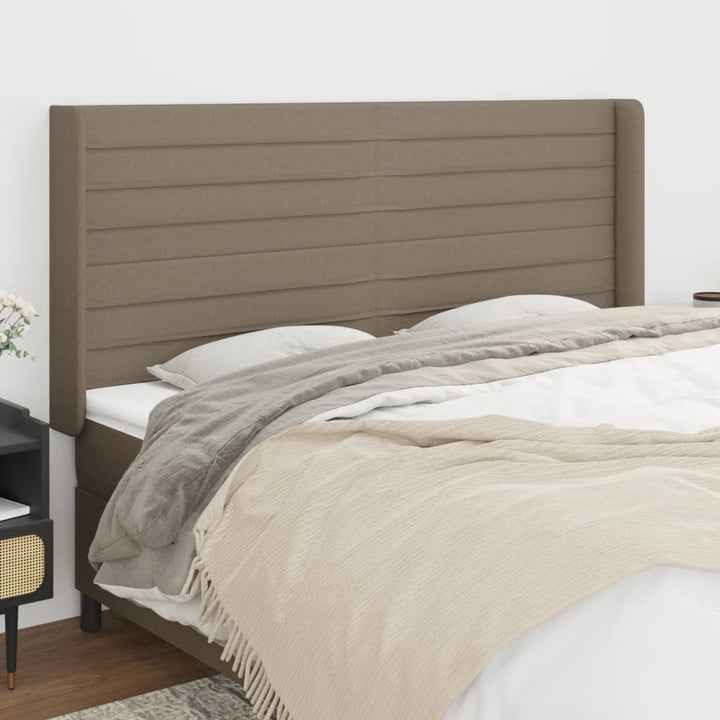 sengegavl med kanter 163x16x118/128 cm stof gråbrun