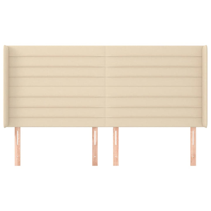 sengegavl med kanter 183x16x118/128 cm stof cremefarvet