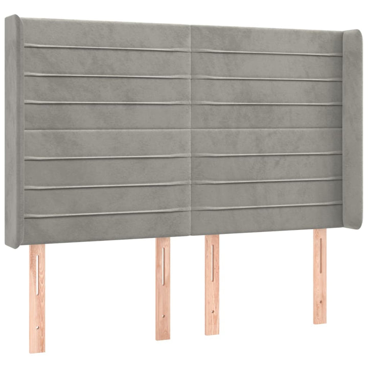 sengegavl med kanter 147x16x118/128 cm fløjl lysegrå