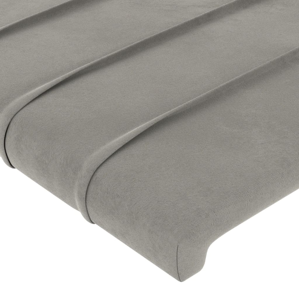 sengegavl med kanter 147x16x118/128 cm fløjl lysegrå