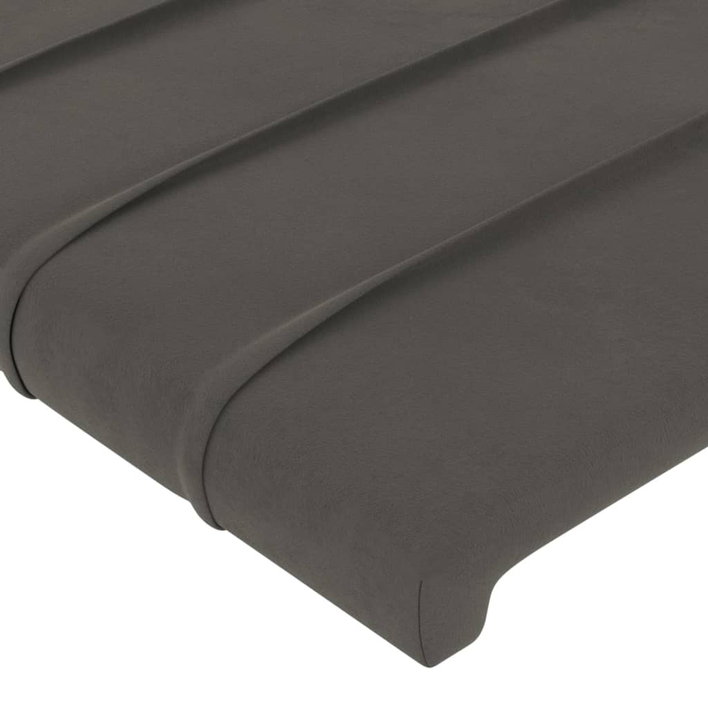 sengegavl med kanter 147x16x118/128 cm fløjl mørkegrå