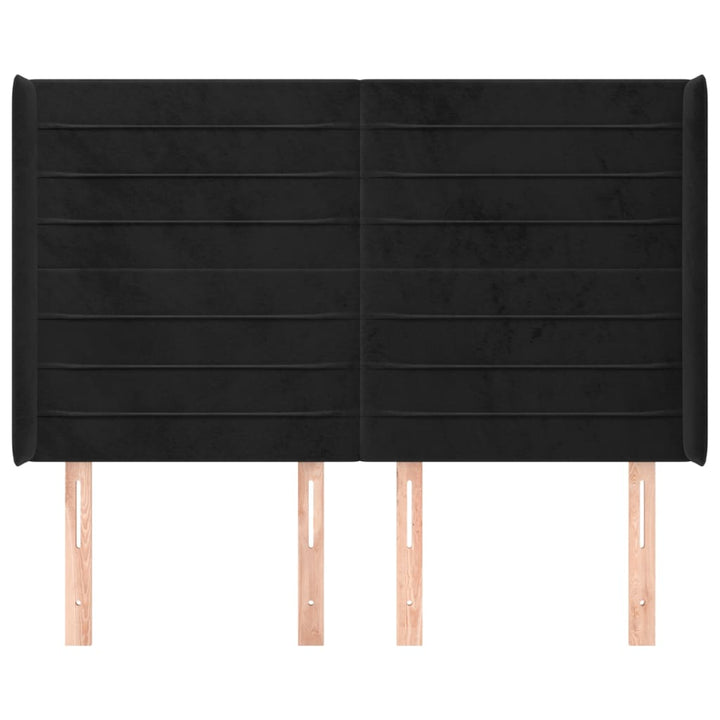 sengegavl med kanter 147x16x118/128 cm fløjl sort