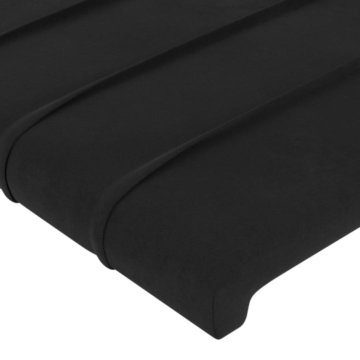 sengegavl med kanter 147x16x118/128 cm fløjl sort