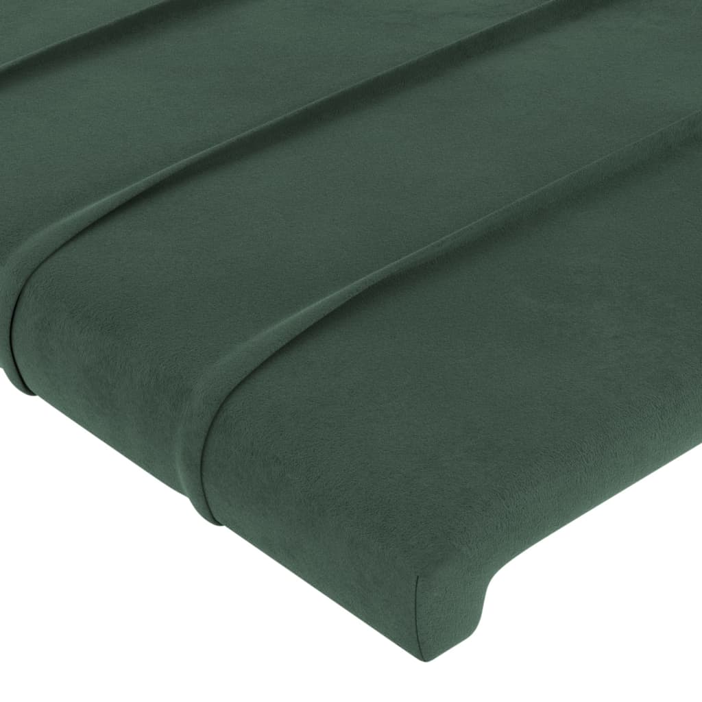 sengegavl med kanter 147x16x118/128 cm fløjl mørkegrøn