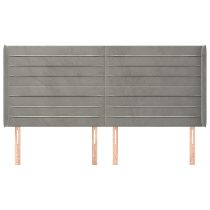 sengegavl med kanter 163x16x118/128 cm fløjl lysegrå