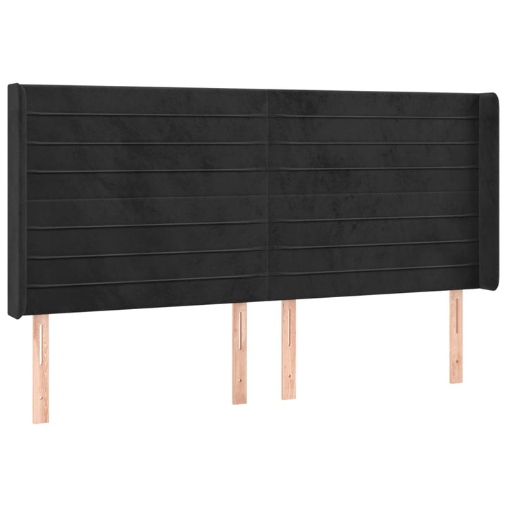 sengegavl med kanter 163x16x118/128 cm fløjl sort