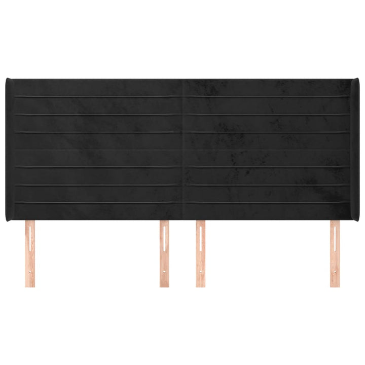 sengegavl med kanter 163x16x118/128 cm fløjl sort