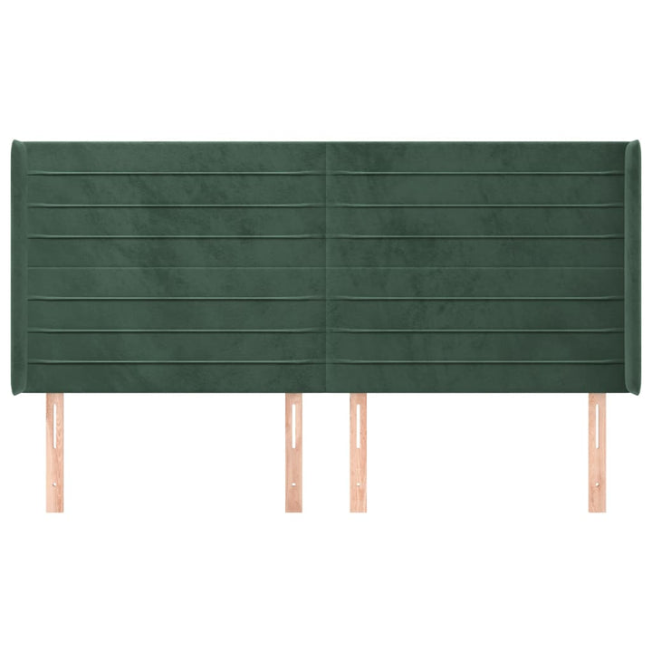 sengegavl med kanter 163x16x118/128 cm fløjl mørkegrøn