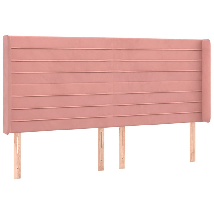 sengegavl med kanter 163x16x118/128 cm fløjl lyserød