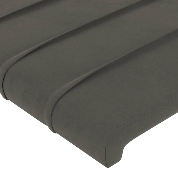 sengegavl med kanter 183x16x118/128 cm fløjl mørkegrå