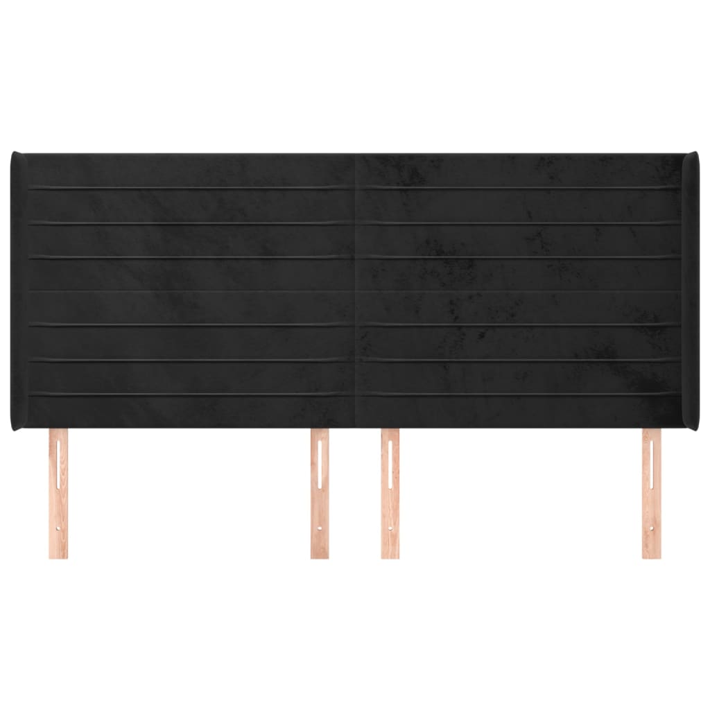 sengegavl med kanter 183x16x118/128 cm fløjl sort