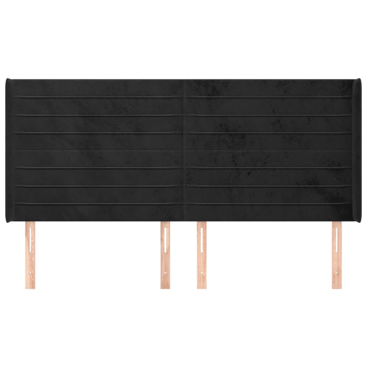 sengegavl med kanter 183x16x118/128 cm fløjl sort